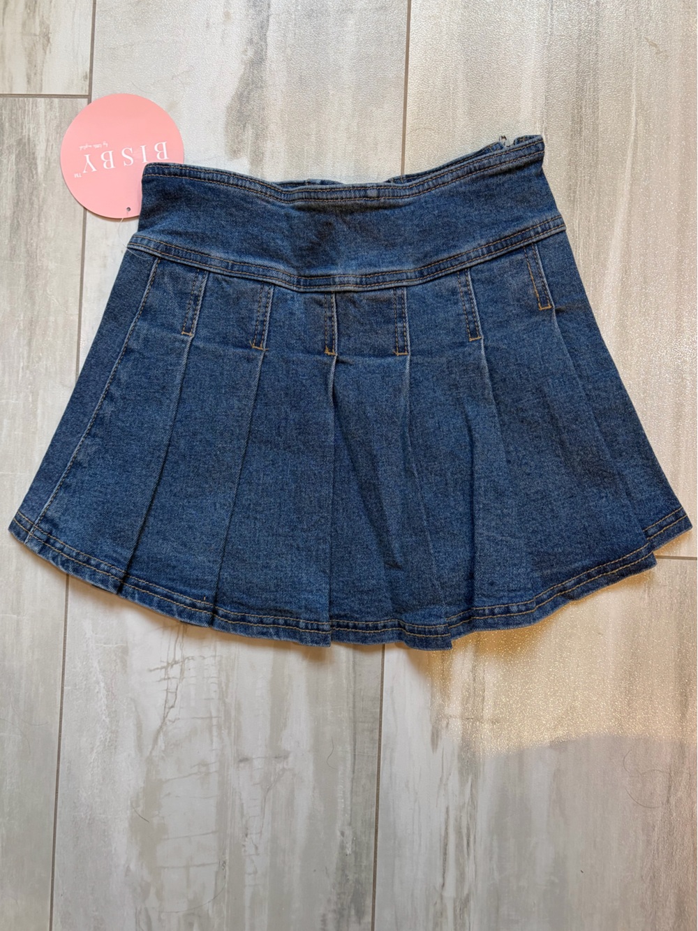 NWT Bisby Classic Pleated Preppy Western Stretch Denim Blue Jean Skort Girls 7 - Picture 2 of 10